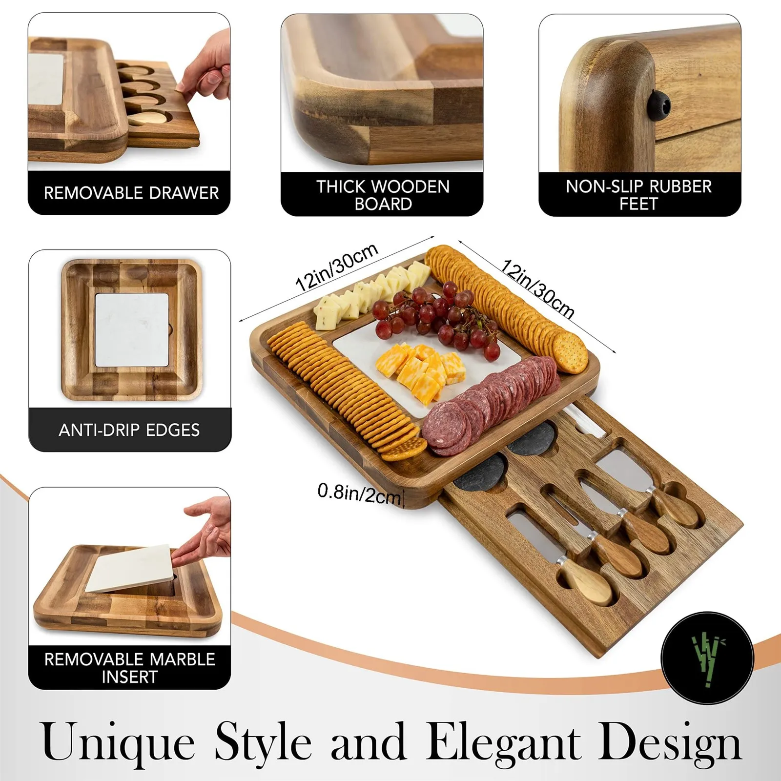 Wooden Removable Marble Cheese Board Set 7 Wooden Removable Marble Cheese Board Set 7
